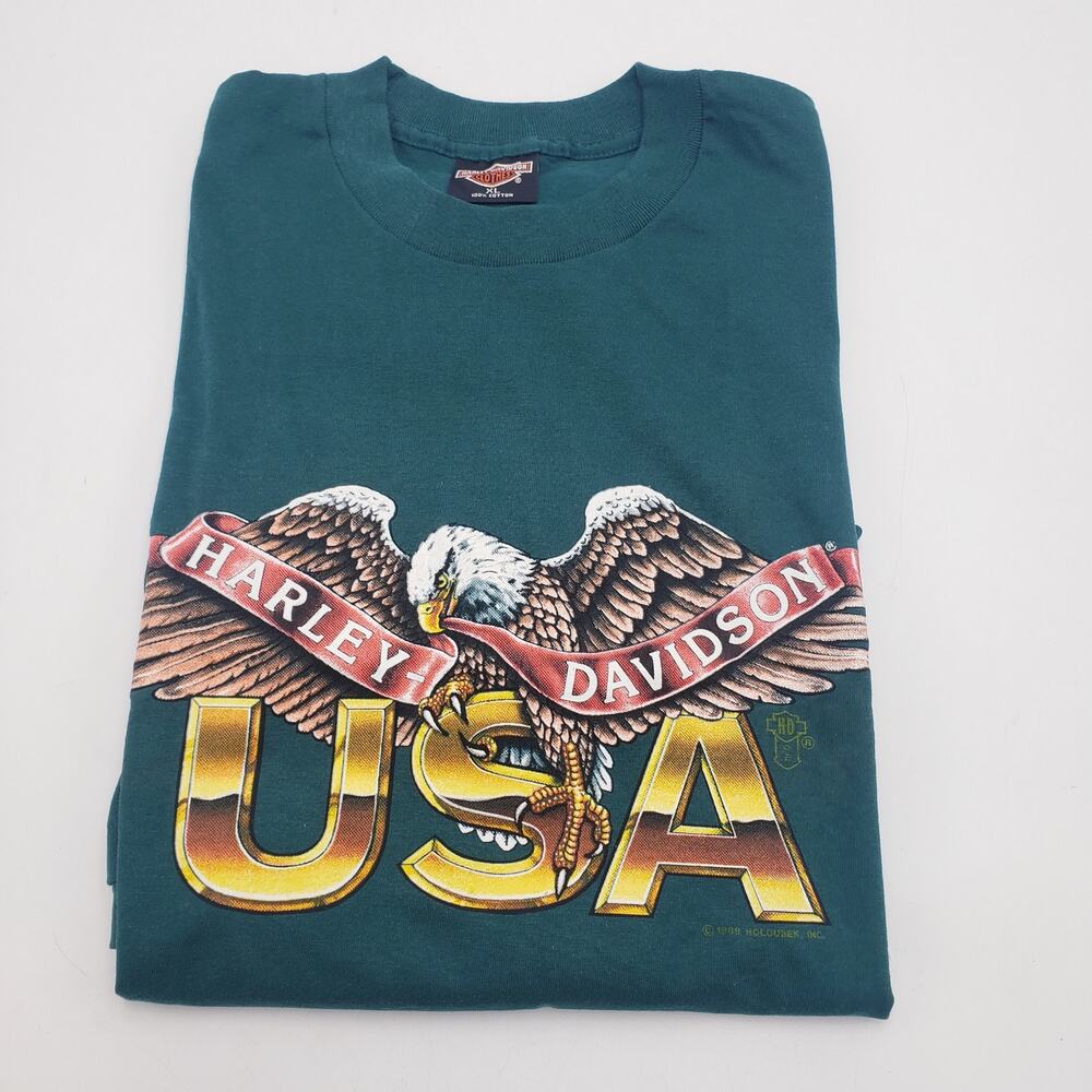 VTG 1989 Harley Davidson RARE USA Eagle Single Stitch T-Shirt Holoubek Size XL